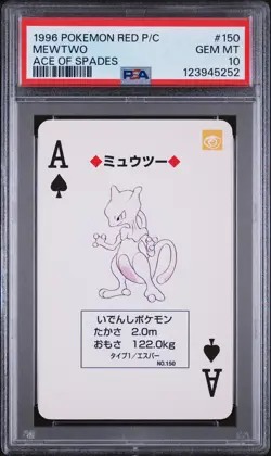 1996 POKEMON RED VERSION PLAYING CARDS ACE OF SPADES #150 MEWTWO PSA 10 - Image 1