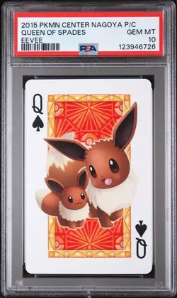 2013 POKEMON CENTER NAGOYA PLAYING CARDS EEVEE QUEEN OF SPADES PSA 10 - Image 1