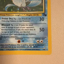 Pokemon TCG Articuno Fossil Holo Rare 2/62 LP - Image 3