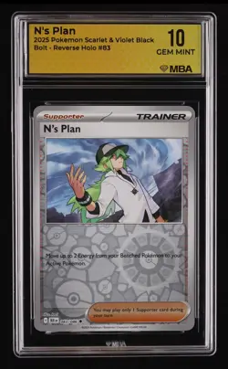 2025 Pokemon Scarlet & Violet Black Bolt N's Plan #83 Reverse Holo MBA 10 - Image 1