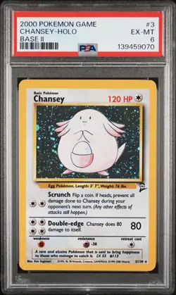2000 POKEMON BASE SET 2 #3 CHANSEY-HOLO PSA 6 - Image 1