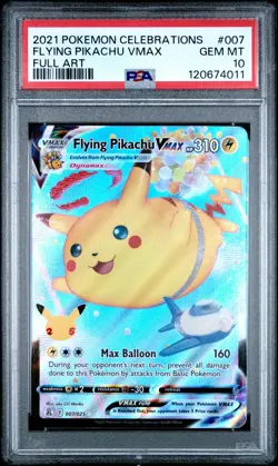 2021 POKEMON CELEBRATIONS #007 FULL ART/FLYING PIKACHU VMAX PSA 10 - Image 1