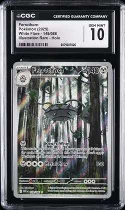2025 POKEMON WHT EN-WHITE FLARE ILLUSTRATION RARE FERROTHORN CGC 10 GEM MINT - Image 1