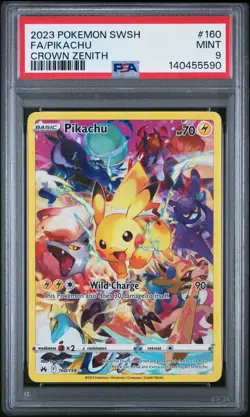 2023 POKEMON SWORD & SHIELD CROWN ZENITH #160 FULL ART/PIKACHU PSA 9 - Image 1