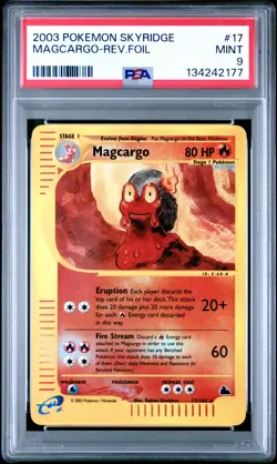2003 POKEMON SKYRIDGE #17 MAGCARGO-REVERSE FOIL PSA 9 - Image 1