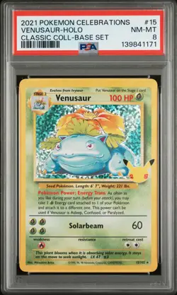 2021 POKEMON CELEBRATIONS CLASSIC COLLECTION #15 VENUSAUR-HOLO PSA 8 - Image 1