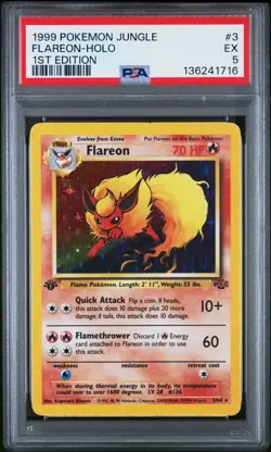 1999 POKEMON JUNGLE 1ST EDITION #3 FLAREON-HOLO PSA 5 - Image 1