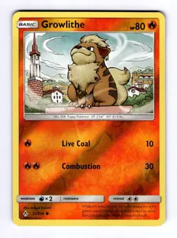 Growlithe SM - Unbroken Bonds #21 (2019) Common Reverse Holo NM Pokemon - Image 1