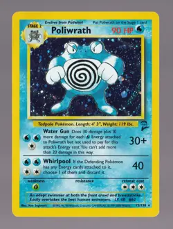 Poliwrath 015/130 Base Set 2 Holo Pokemon TCG WOTC Vintage - Image 1