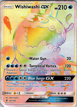 Pokemon TCG - Wishiwashi GX - 151/145 - Guardians Rising - HP Secret Rare (2017) - Image 1