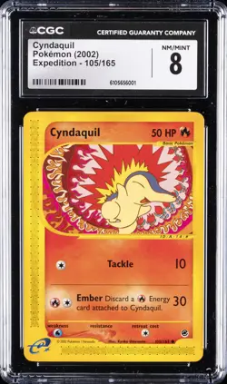 2002 POKEMON EXPEDITION #105 CYNDAQUIL CGC 8 - Image 1