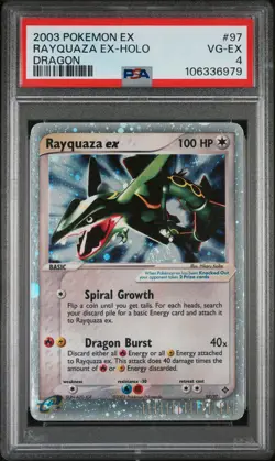 2003 POKEMON EX DRAGON #97 RAYQUAZA EX-HOLO PSA 4 - Image 1
