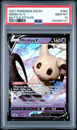 2021 POKEMON SWORD & SHIELD BATTLE STYLES #062 MIMIKYU V PSA 10 - Image 1