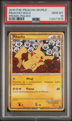 2010 POKEMON WORLD COLL POLISH-DO NOT USE PIKACHU-HOLO PSA 10 - Image 1