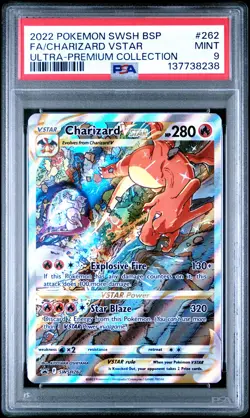 2022 POKEMON SWSH BLACK STAR PROMO #262 FULL ART/CHARIZARD VSTAR PSA 9 - Image 1
