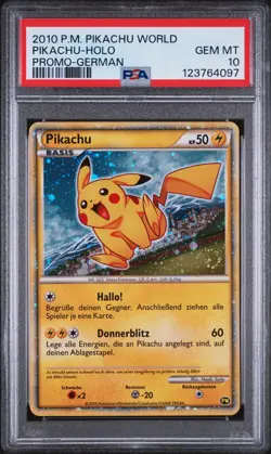 2010 POKEMON WORLD COLLECTION GERMAN-DO NOT USE PIKACHU-HOLO PSA 10 - Image 1