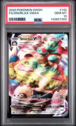 2020 POKEMON SWORD & SHIELD #142 FULL ART/SNORLAX VMAX PSA 10 - Image 1