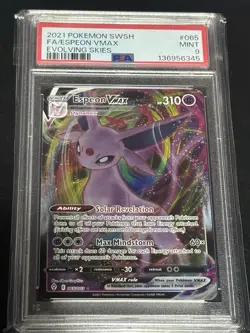 2021 POKEMON SWORD & SHIELD EVOLVING SKIES #065 FULL ART/ESPEON VMAX PSA 9 - Image 1