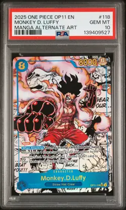 2025 ONE PIECE A FIST OF DIVINE SPEED MANGA ALT ART #118 MONKEY D. LUFFY PSA 10 - Image 1