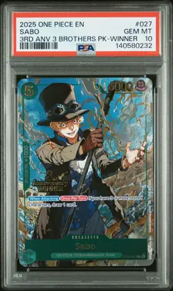 2025 ONE PIECE 3RD ANNIVERSARY TOURNAMENT 3 BROTHERS PACK WINNER SABO PSA 10 - Image 1