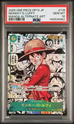 2025 ONE PIECE JPN CARRYING ON HIS WILL MANGA ALT ART MONKEY D. LUFFY PSA 10 - Image 1