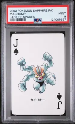 2003 POKEMON SAPPHIRE VERSION PLAYING CARDS JACK OF SPADES MACHAMP PSA 9 - Image 1