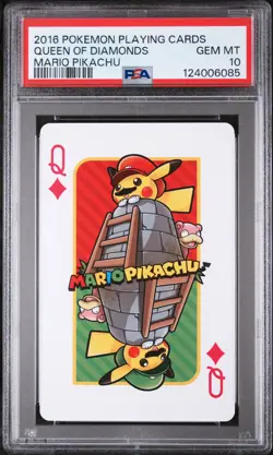 2016 POKEMON PLAYING CARDS MARIO PIKACHU QUEEN OF DIAMONDS PSA 10 - Image 1