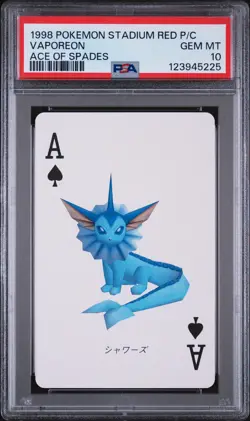 1998 POKEMON STADIUM RED VERSION PLAYING CARDS ACE OF SPADES VAPOREON PSA 10 - Image 1