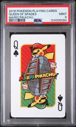 2016 POKEMON PLAYING CARDS MARIO PIKACHU QUEEN OF SPADES PSA 9 - Image 1