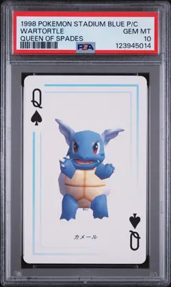 1998 POKEMON STADIUM BLUE VERSION PLAYING CARDS QUEEN OF SPADES WARTORTLE PSA 10 - Image 1