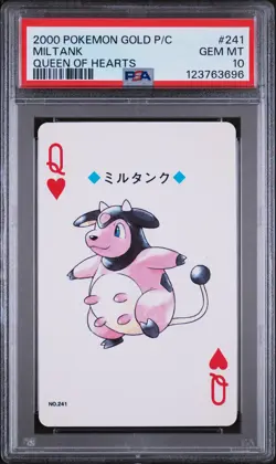 2000 POKEMON GOLD VERSION PLAYING CARDS QUEEN OF HEARTS #241 MILTANK PSA 10 - Image 1