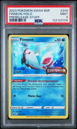 2023 POKEMON SWSH BLACK STAR PROMO PRERELEASE-STAFF #240 FINNEON-HOLO PSA 9 - Image 1