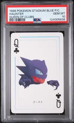 1998 POKEMON STADIUM BLUE VERSION PLAYING CARDS QUEEN OF CLUBS HAUNTER PSA 10 - Image 1