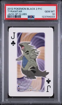 2012 POKEMON BLACK 2 PLAYING CARDS JACK OF CLUBS TYRANITAR PSA 10 - Image 1