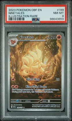 2023 POKEMON OBF EN-OBSIDIAN FLAMES ILLUSTRATION RARE #199 NINETALES PSA 8 - Image 1