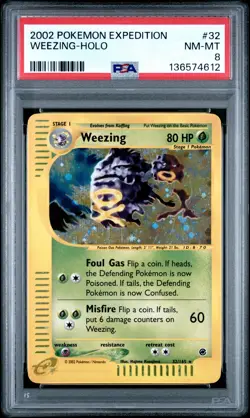 2002 POKEMON EXPEDITION #32 WEEZING-HOLO PSA 8 - Image 1