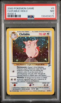 2000 POKEMON BASE SET 2 #5 CLEFABLE-HOLO PSA 7 - Image 1