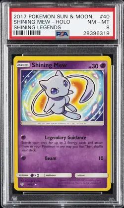 2017 POKEMON SUN & MOON SHINING LEGENDS #40 SHINING MEW-HOLO PSA 8 - Image 1