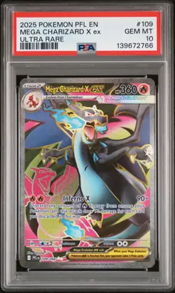 2025 POKEMON PFL EN-PHANTASMAL FLAMES ULTRA RARE #109 MEGA CHARIZARD X EX PSA 10 - Image 1
