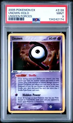 2005 POKEMON EX UNSEEN FORCES #Z/28 UNOWN-HOLO PSA 9 - Image 1
