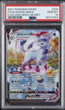 2021 POKEMON SWORD & SHIELD EVOLVING SKIES SECRET FULL ART/GLACEON VMAX PSA 10 - Image 1