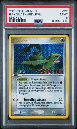 2005 POKEMON EX DEOXYS #22 RAYQUAZA-REVERSE FOIL PSA 9 - Image 1