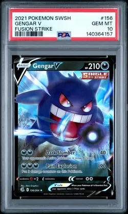 2021 POKEMON SWORD & SHIELD FUSION STRIKE #156 GENGAR V PSA 10 - Image 1