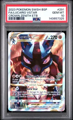 2023 POKEMON SWSH BLACK STAR PROMO #291 FULL ART/LUCARIO VSTAR PSA 10 - Image 1