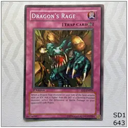 Dragon's Rage - SD1-EN024 - Common 1st Edition Yugioh - Image 1