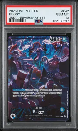 2025 ONE PIECE ENGLISH VERSION 2ND ANNIVERSARY SET #042 BUGGY PSA 10 - Image 1