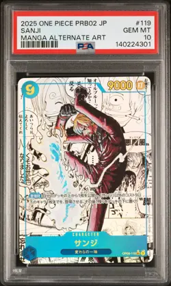 2025 ONE PIECE JAPANESE PREMIUM BOOSTER MANGA ALTERNATE ART #119 SANJI PSA 10 - Image 1