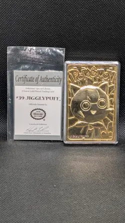 POKEMON Jigglypuff #39 23k Gold Plated Card Vintage 1999 Burger King Promo COA - Image 1