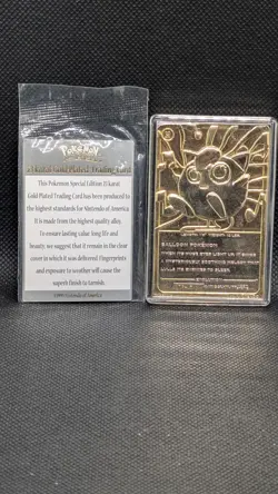 POKEMON Jigglypuff #39 23k Gold Plated Card Vintage 1999 Burger King Promo COA - Image 2