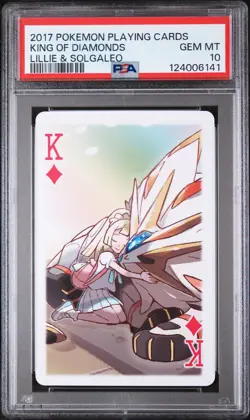 2017 POKEMON PLAYING CARDS LILLIE, GLADION & LUSAMINE KING OF DIAMONDS PSA 10 - Image 1